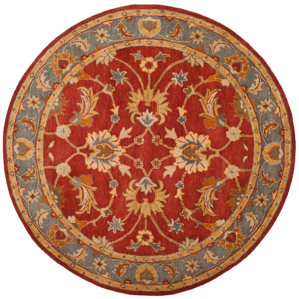 SAFAVIEH Heritage Red/Blue 8 ft. x 8 ft. Round Border Area Rug