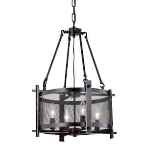 Aludra 4-Light Oil Rubbed Bronze Metal Mesh Shade Ceiling Fixture Chandelier