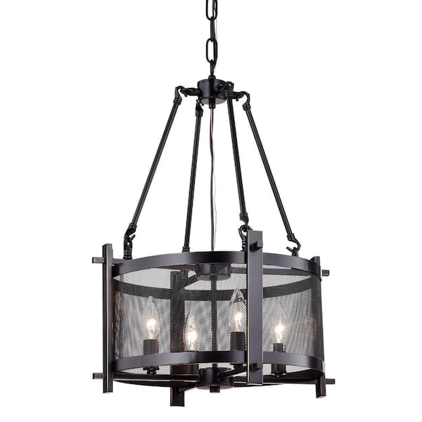 Edvivi Aludra 4-Light Oil Rubbed Bronze Metal Mesh Shade Ceiling Fixture Chandelier