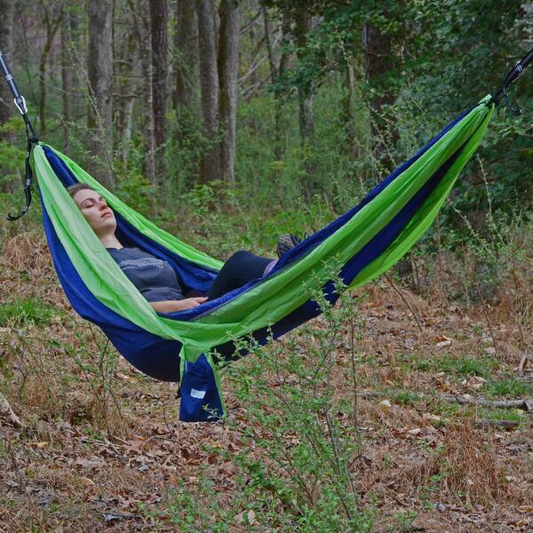 Algoma GO2 Traveler Nylon Portable Hammock, Navy/Lime 2928LN