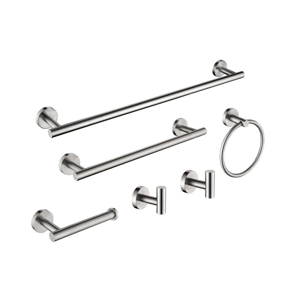 6-Pieces Wall Mounted Towel Rack Set in Brushed Nickel