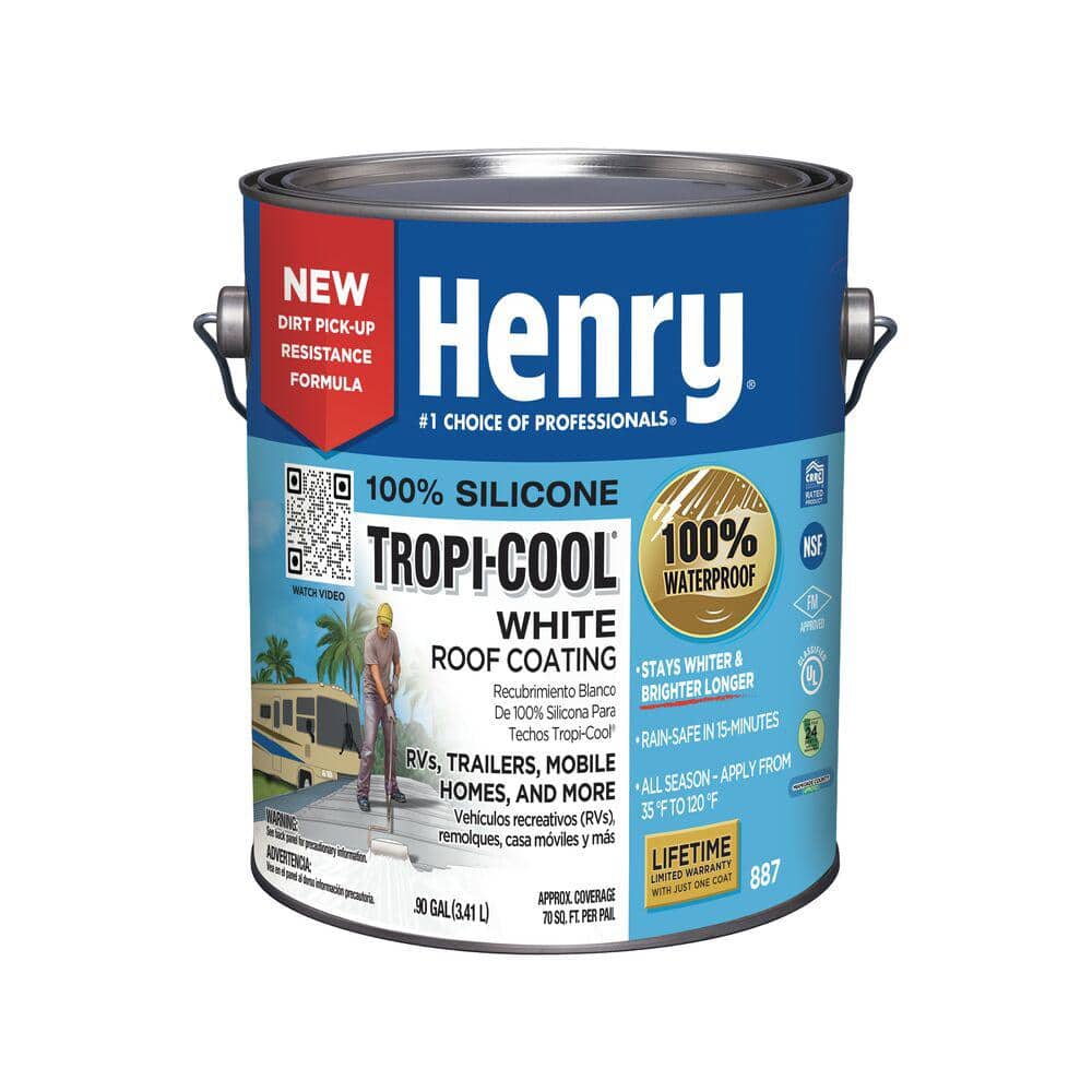 Heb geleerd effect verbinding verbroken Henry 887 Tropi-Cool 0.90 Gal. 100% Silicone White Roof Coating HE887HS142  - The Home Depot