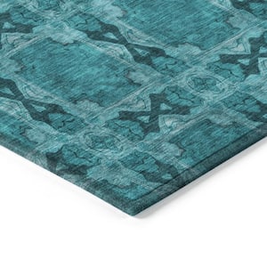 Chantille ACN564 Teal 1 ft. 8 in. x 2 ft. 6 in. Machine Washable Indoor/Outdoor Geometric Area Rug