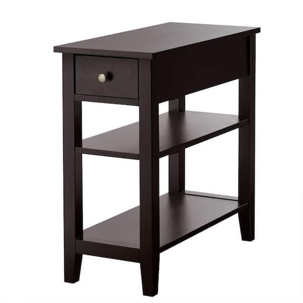 Boyel Living 24 in. 3-Tier Coffee Nightstand Side Table with Double Shelves Drawer