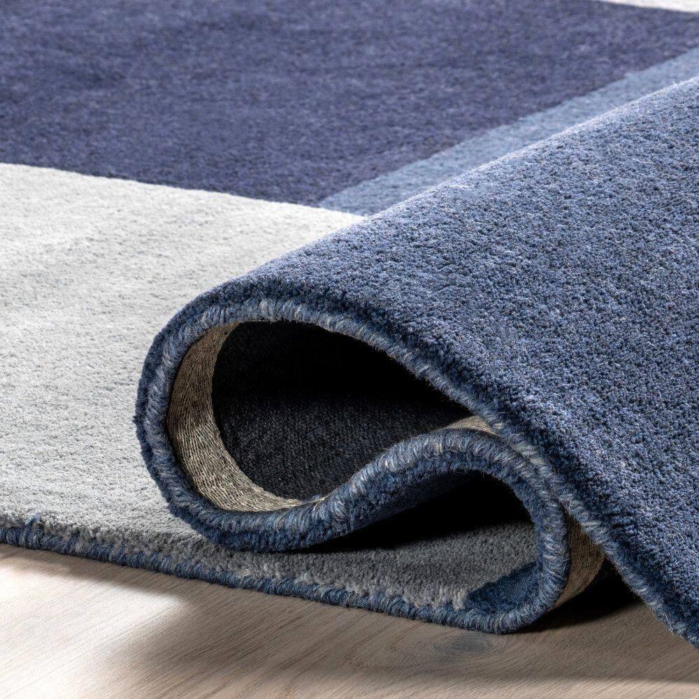 Blue Geometric Handmade Wool 8' x 10' Area Rug