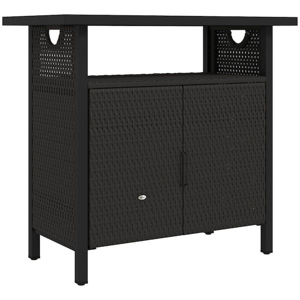 46 gal. Outdoor Pool Towel Storage Cabinet Organizer, Deck Box with Cabinet Espresso