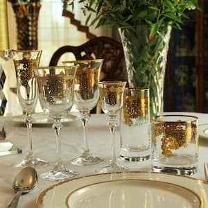 Embellished 24K Gold Crystal Flute Goblets (Set of 4)