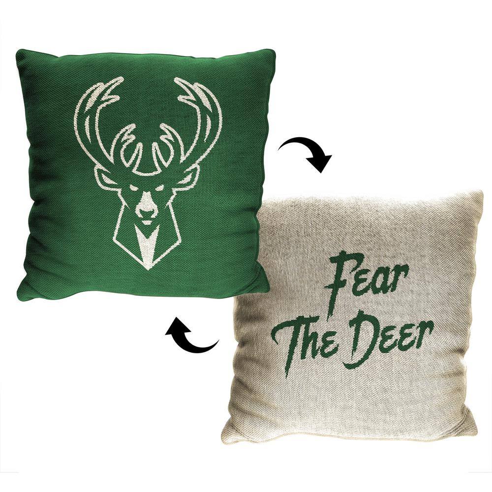 Green and Beige 14" Square NBA Team Logo Pillow Set