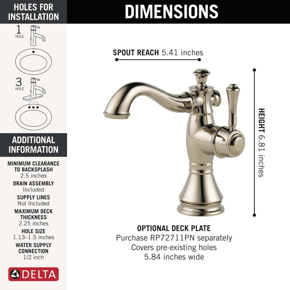 Polished Nickel Modern Single Handle Bathroom Faucet