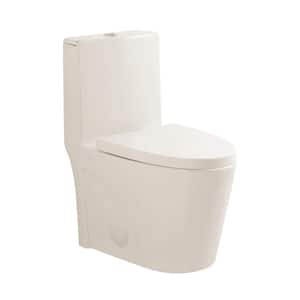 Ultraluxe 1-Piece 1.28 GPF Dual Flush Elongated Toilet in Biscuit Seat Included