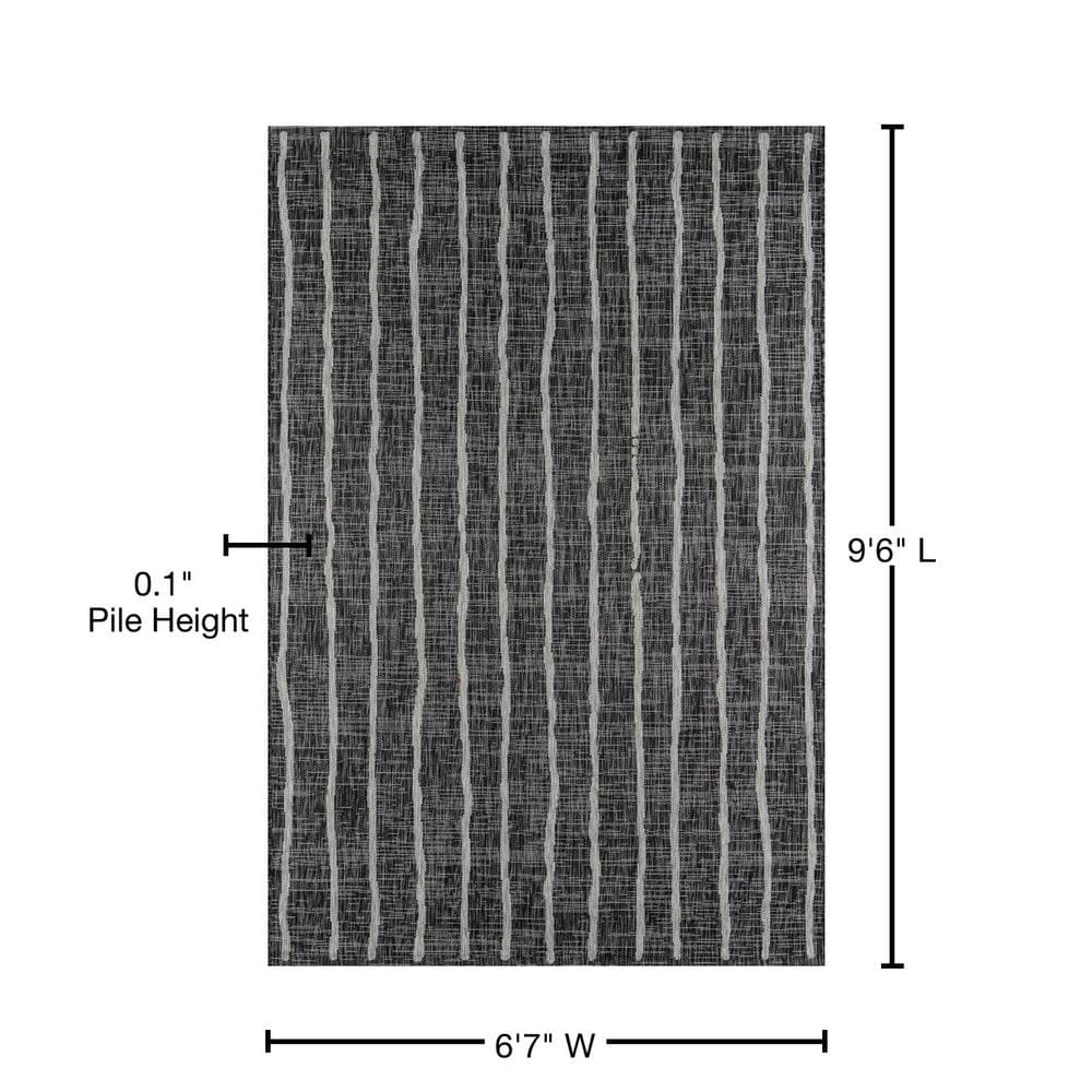 Charcoal Abstract Synthetic 6'7" x 9'6" Easy-Care Rug