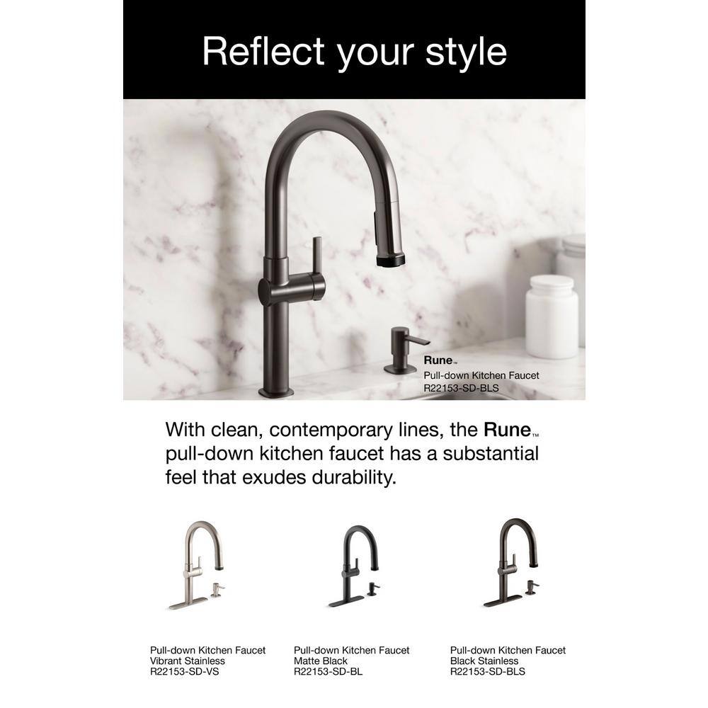 Matte Black Single Handle Pull-Down Kitchen Faucet with Soap Dispenser