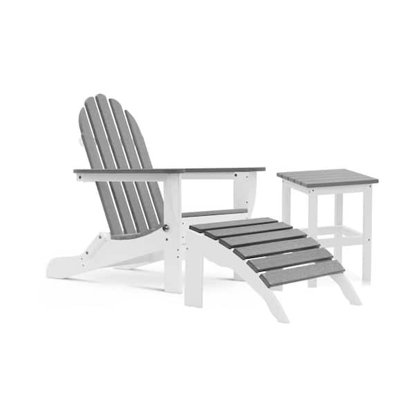 DUROGREEN Icon White and Driftwood 3-Piece Plastic Adirondack Chair