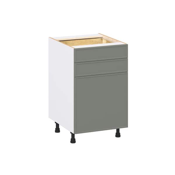 Fairview 21 in. W x 24 in. D x 34.5 in. H Assembled Slim Shaker Base Kitchen Cabinet in Moss Green with Two 5 in Drawers