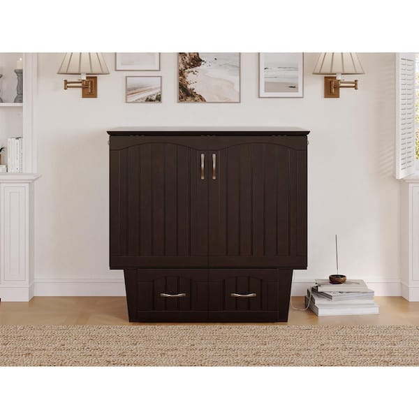 AFI Nantucket Murphy Bed Espresso Twin Chest with Charging Station and ...