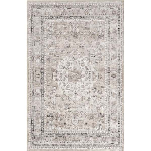 nuLOOM Davi Faded Spill-Proof Machine Washable Taupe 6 ft. x 9 ft. Area Rug