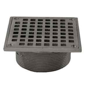 3-1/2 in. IPS Brass Spud with 5 in. Square Strainer in Brushed Nickel for Shower/Floor Drains