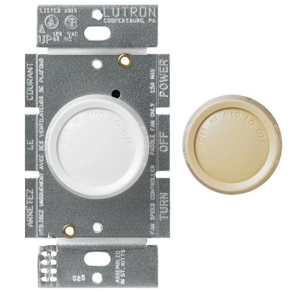 Lutron Rotary 1.5 Amp 3-Speed Single-Pole Fan Control, White