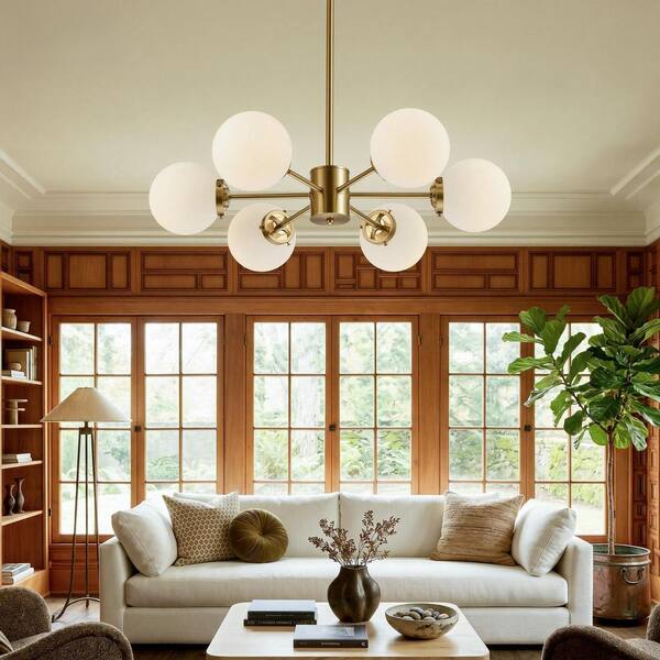 Merra 6-Light Brushed Brass Sputnik Style Pendant Design
