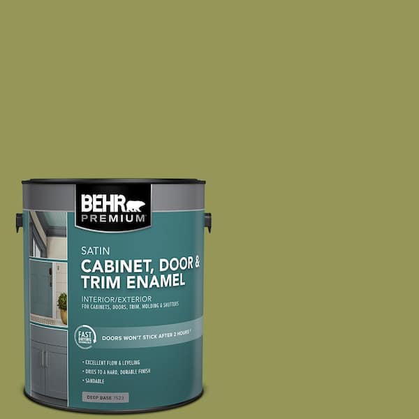 BEHR PREMIUM 1 gal. #M340-6 Spinach Dip Satin Enamel Interior/Exterior Cabinet, Door & Trim Paint