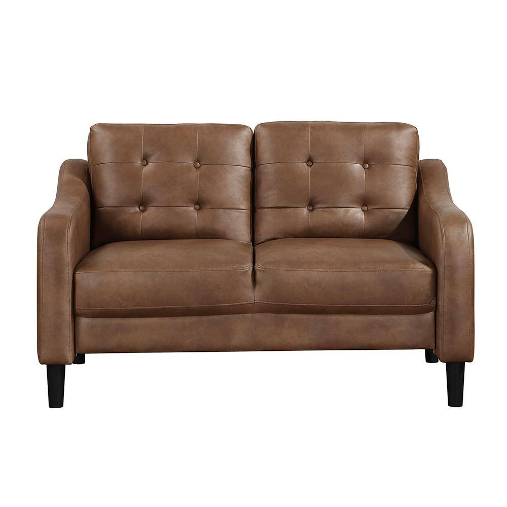 Wallstone 54.5 in. W Brown Microfiber 2-Seater Loveseat