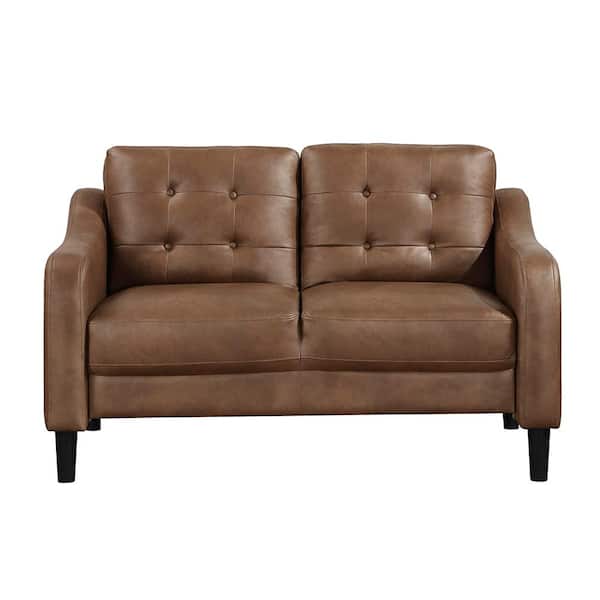 Lazzara Wallstone 54.5 in. W Brown Microfiber 2-Seater Loveseat