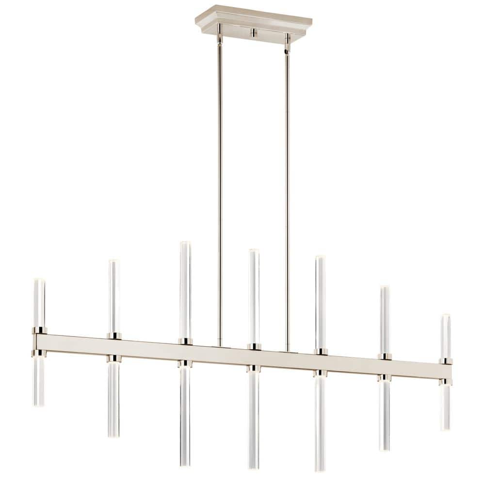 Sycara 48.25 in. 14-Light Integrated LED Polished Nickel Modern Crystal Linear Chandelier for Dining Room price history on PriceWatchPro