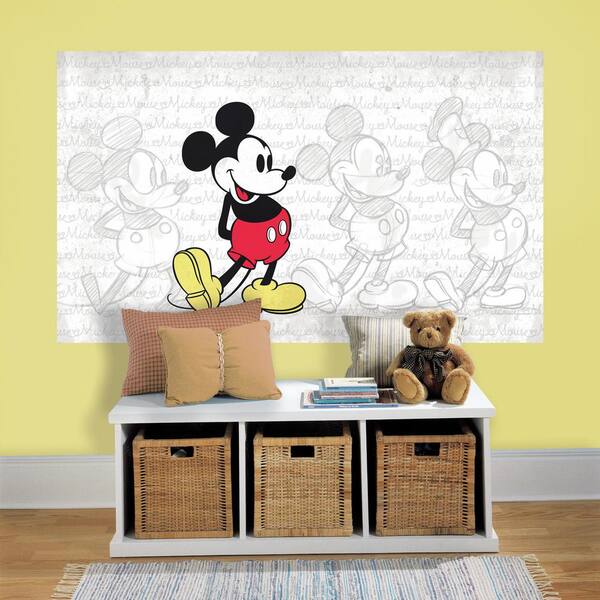 RoomMates 60 in. W x 36 in. H Mickey Mouse 2- Piece Peel and Stick Wall Decal Mural