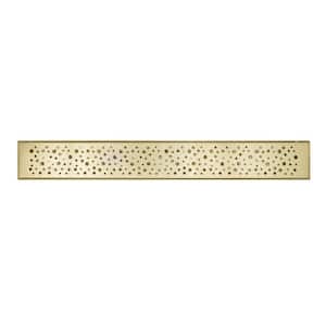 24 in. Linear Stainless Steel Shower Drain with Rain Drop Pattern, Zirconium Gold Plating
