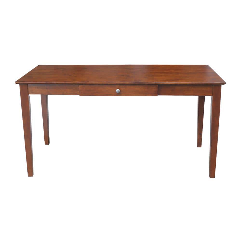 Espresso Rubberwood Desk with Drawer and Matching Chair Set