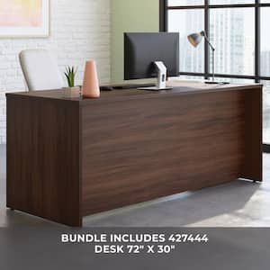 Affirm 71.102 in. x 30 in. D Noble Elm Desk with (Assembled) 2-Drawer and 3-Drawer Mobile File Cabinets
