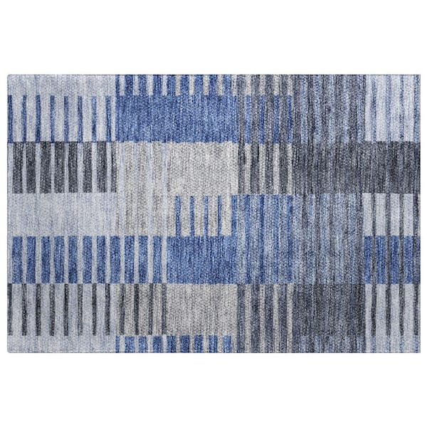 Dream Shag Premium Machine Washable Abstract ADS687 Teal 9 ft. x 12 ft. Area Rug