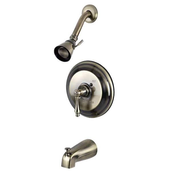 Kingston Brass Restoration Single-Handle 1-Spray Tub and Shower Faucet in Antique Brass (Valve Included)