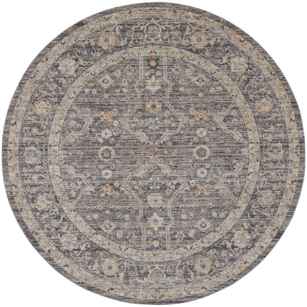 Nyle Slate Multicolor 8 ft. x 8 ft. Vintage Persian Round Area Rug