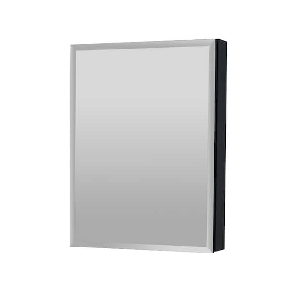 Satico 19 in. W x 30 in. H Rectangular Black Aluminum Recessed/Surface Mount Medicine Cabinet with Mirror