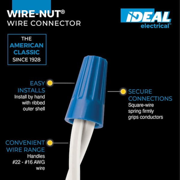 Wire-Nut Wire Connector, 72B Blue, Bag of 100