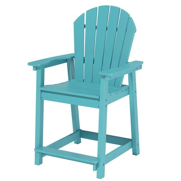 Bar Stool Green HDPE Plastic Adirondack Chairs Outdoor Patio Tall Chair Armrest Footrest All Weather