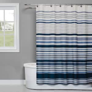 Cubes Stripe 72 in. Shower Curtain in Blue