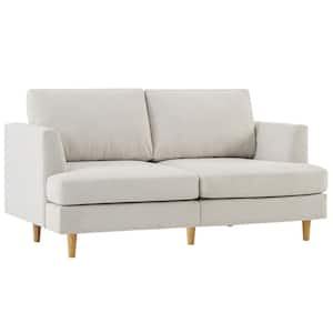 Sofas 65 ft. x 34.6 ft. Straight Arm Polyfiber Rectangle Reclining Loveseat Sofa in. Beige