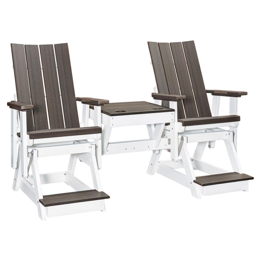 Brandon Series 76 in. 2 Person White High Density Polyethylene Plastic Outdoor Balcony Height Double Glider with Table price history on PriceWatchPro