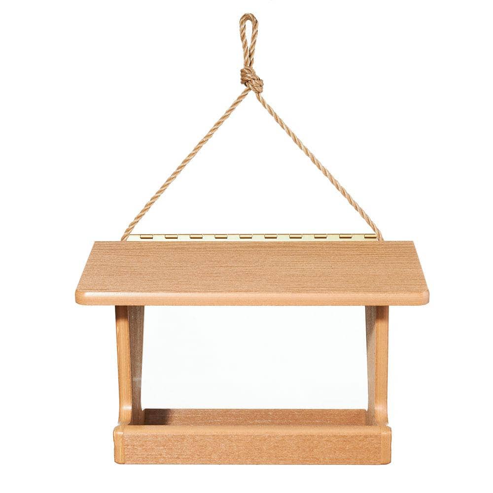 Brazilian Walnut Hanging Plastic Hopper Bird Feeder