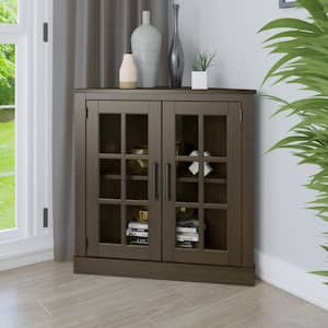 Stanton Birch Corner Accent Cabinet with Double Glass Doors