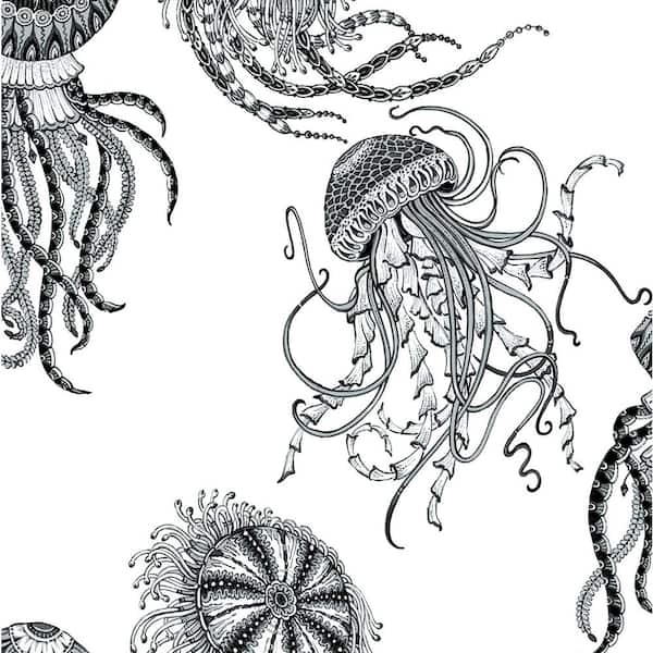 NextWall Inkwell Jellyfish Vinyl Peel and Stick Wallpaper Roll (30.75 sq. ft.)
