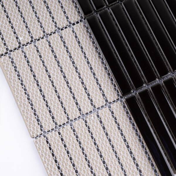 MOLOVO Porcetile Glossy Black 11.2 in. x 11.91 in. Stacked