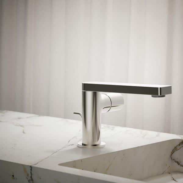Composed Single-Handle Bathroom Sink Faucet with Cylindrical Handle in Vibrant Polished Nickel