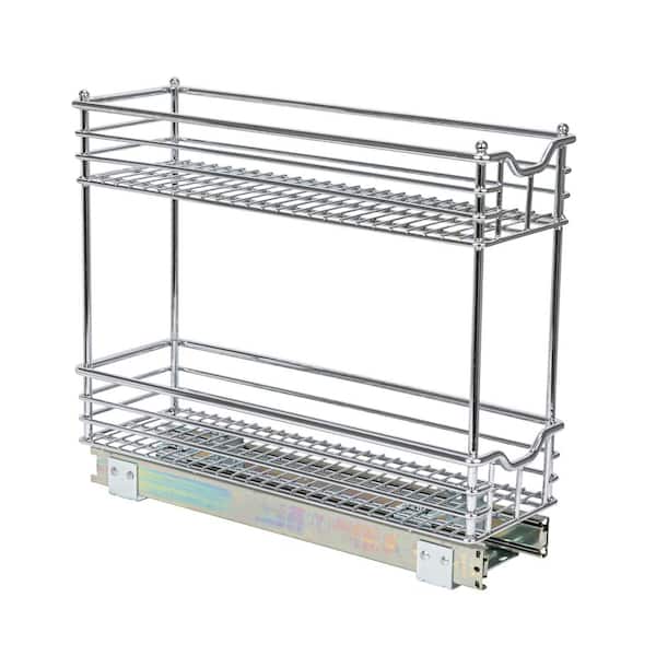 White Glidez 2tier Narrow Pull Out Cabinet Organizer 5 Inches Wide