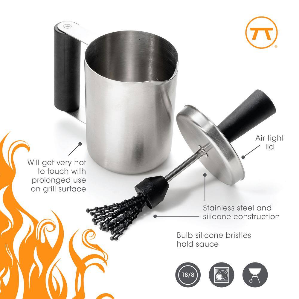 Stainless Steel Basting Pot with Silicone Brush and Airtight Lid