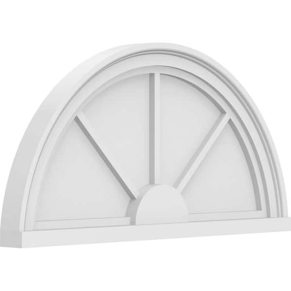 2 in. x 26 in. x 13 in. Half Round 3-Spoke Architectural Grade PVC Pediment Moulding