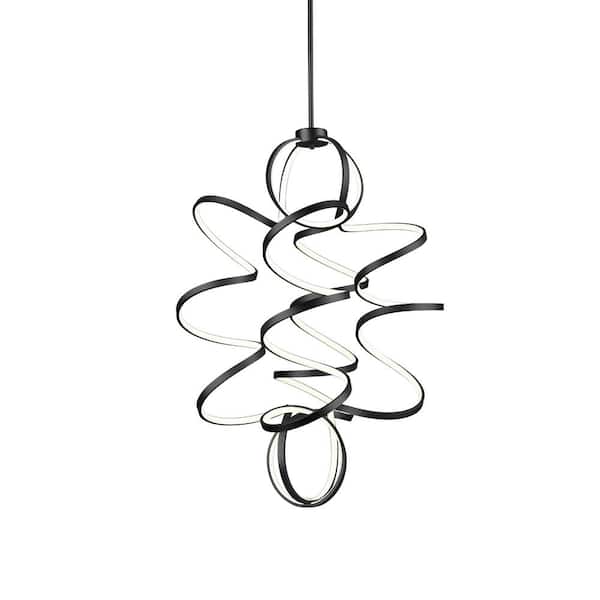 Synergy 41 in. 4-Light 200-Watt Black Integrated LED Chandelier