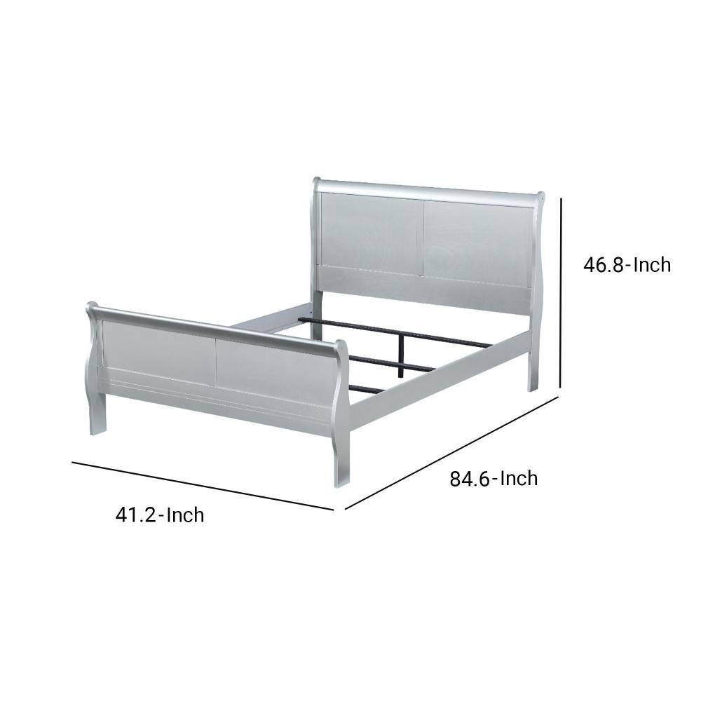 Elegant Natural Wood Queen Platform Bed with Sleigh Headboard